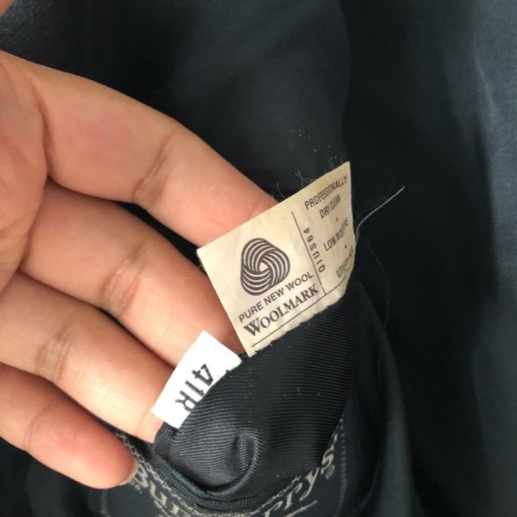 Vintage Burberry Men's Navy Blue Wool Two Button Blazer Sports Jacket 41R - Picture 9 of 13